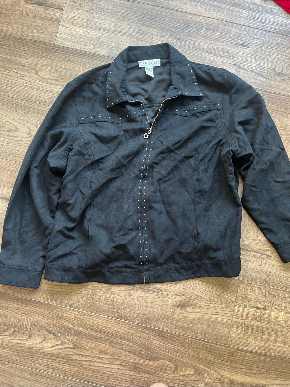 Vintage C.D. Sport Black Faux Suede Western Studded Jacket Cowboy Rocker